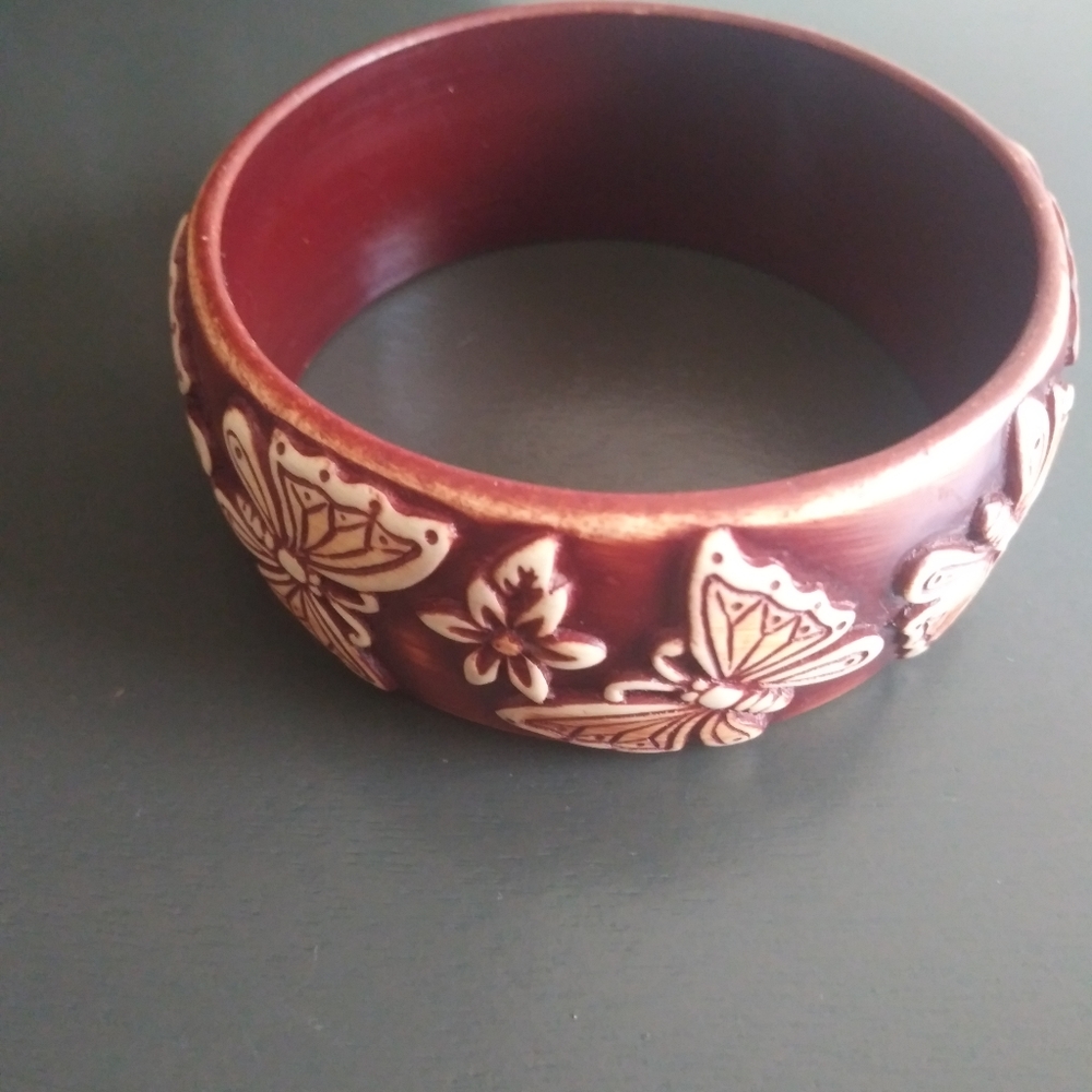 Boho faux redwood springtime chunky bracelet